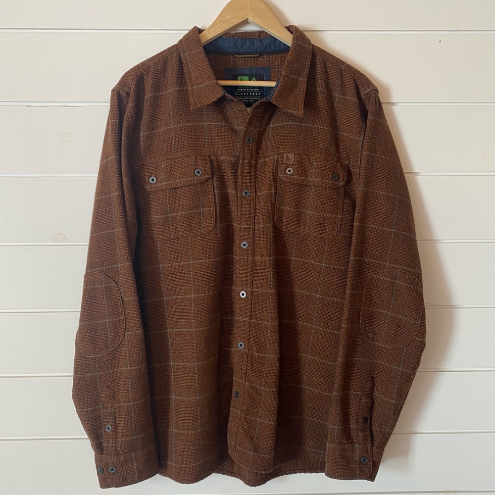 Hippy Tree Men’s XL Brown Plaid Flannel Button Down